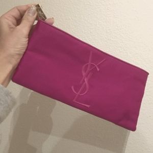 Vintage Yves Saint Laurent YSL pink cosmetic travel bag clutch